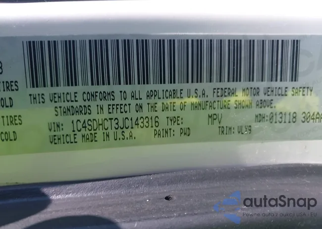 1C4SDHCT3JC143316: 43407311