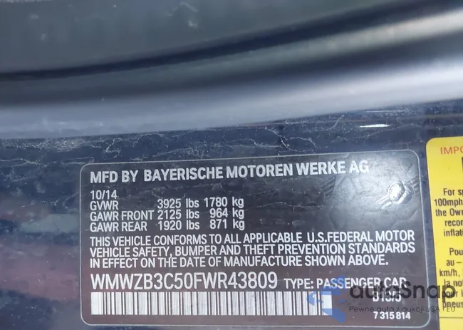 WMWZB3C50FWR43809: 43407332