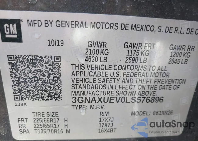 3GNAXUEV0LS576896: 43407364