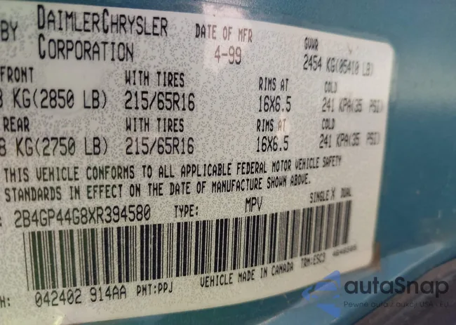 2B4GP44G8XR394580: 43407385