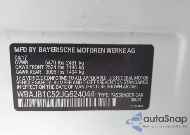 WBAJB1C52JG624044: 43407438