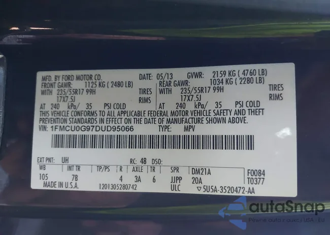 1FMCU0G97DUD95066: 43407500