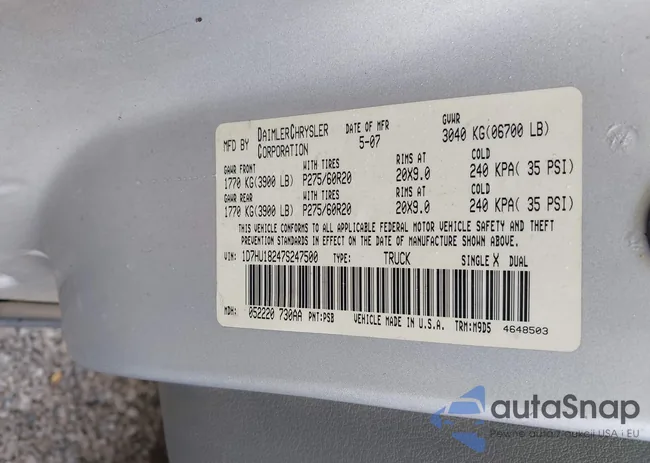 1D7HU18247S247500: 43407513