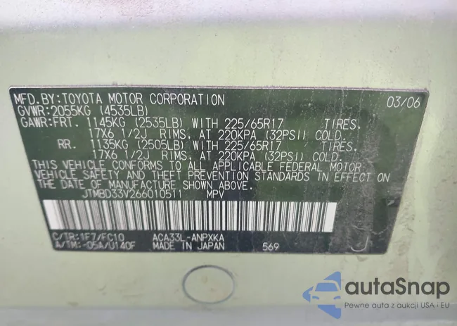 JTMBD33V266010511: 43407520