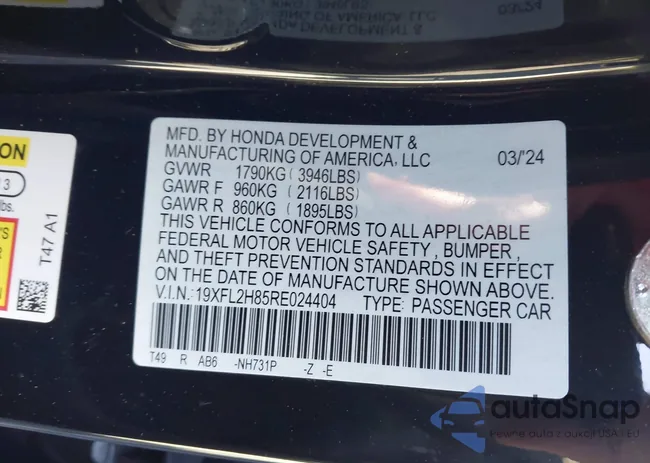 19XFL2H85RE024404: 43407522