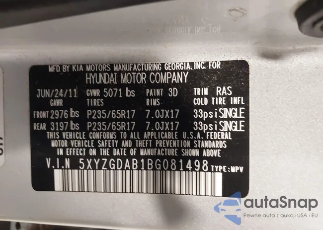 5XYZGDAB1BG081498: 43407587