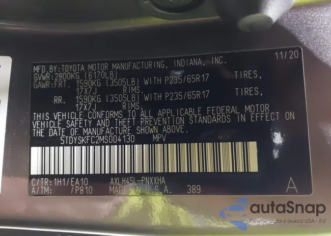 5TDYSKFC2MS004130: 43408630