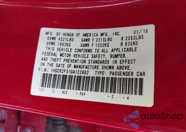 1HGCR2F51GA103662: 43408693