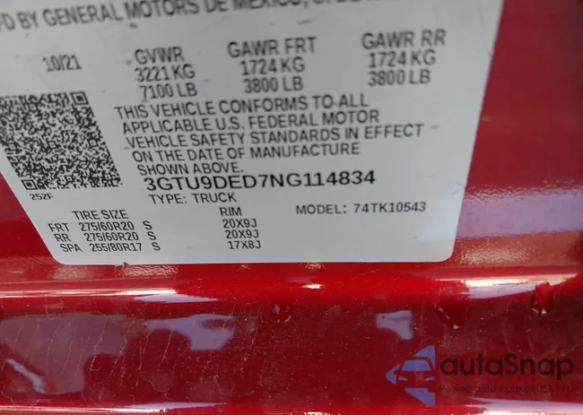 3GTU9DED7NG114834: 43408802