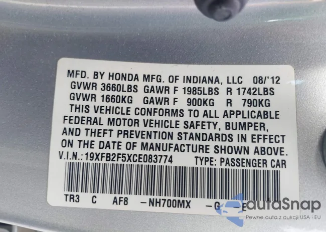 19XFB2F5XCE083774: 43408928