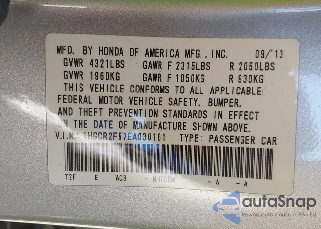 1HGCR2F57EA030181: 43409015