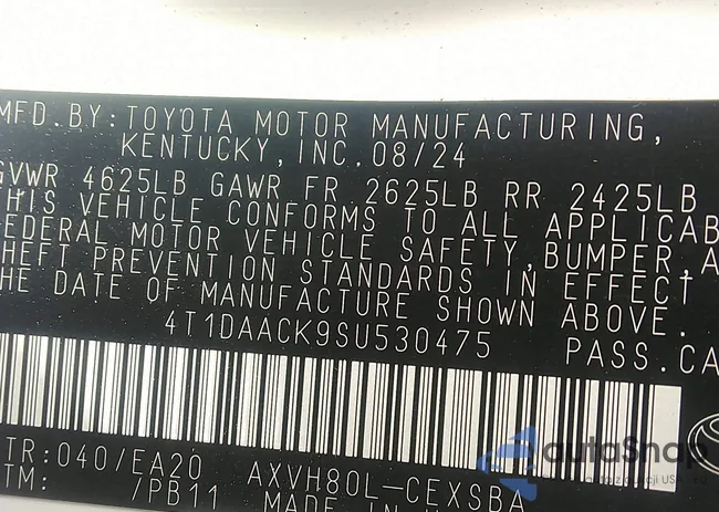 4T1DAACK9SU530475: 43409035