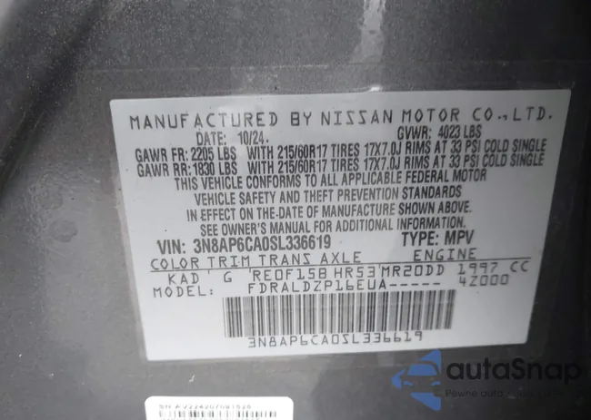 3N8AP6CA0SL336619: 43409048