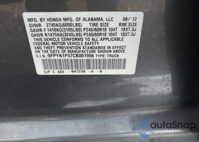 5FPYK1F57CB001956: 43409121