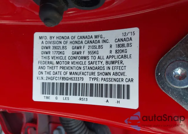 2HGFC1F89GH633379: 43409129