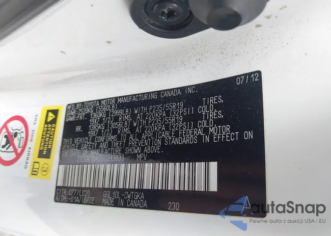 2T2ZK1BA5DC093893: 43409181