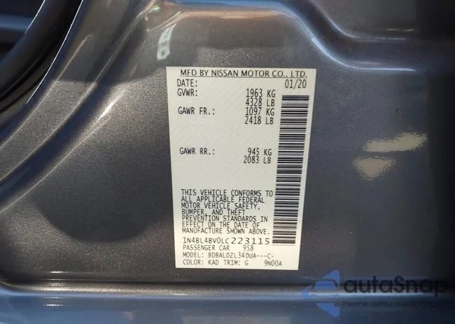 1N4BL4BV0LC223115: 43408302