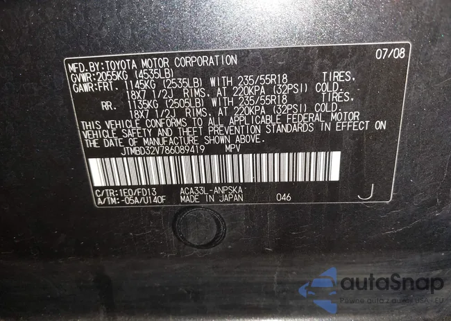 JTMBD32V786089419: 43408393