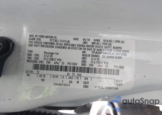 1FADP3M28JL307299: 43408398