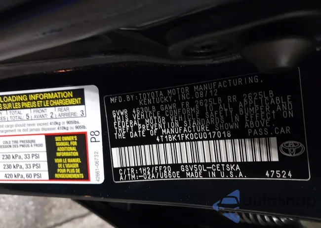 4T1BK1FK0CU017018: 43408401