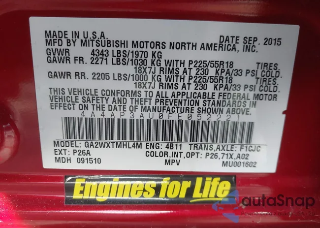 4A4AP3AU0FE052221: 43409603