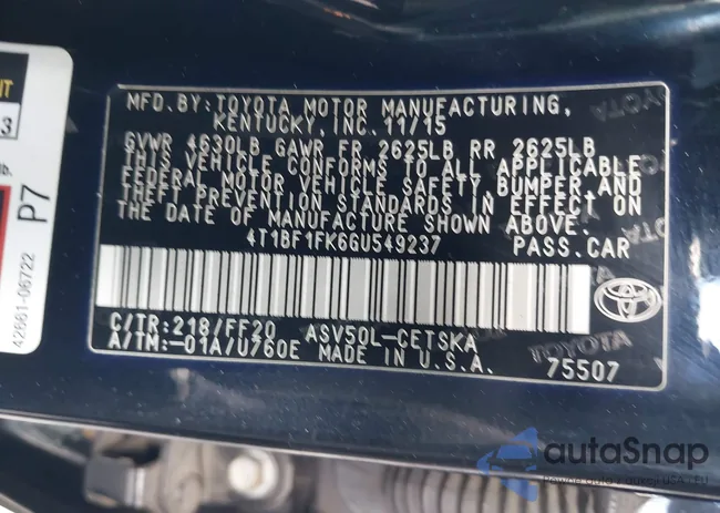 4T1BF1FK6GU549237: 43409666