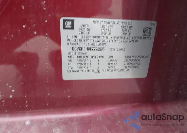 1GCVKREH8EZ226535: 43409698