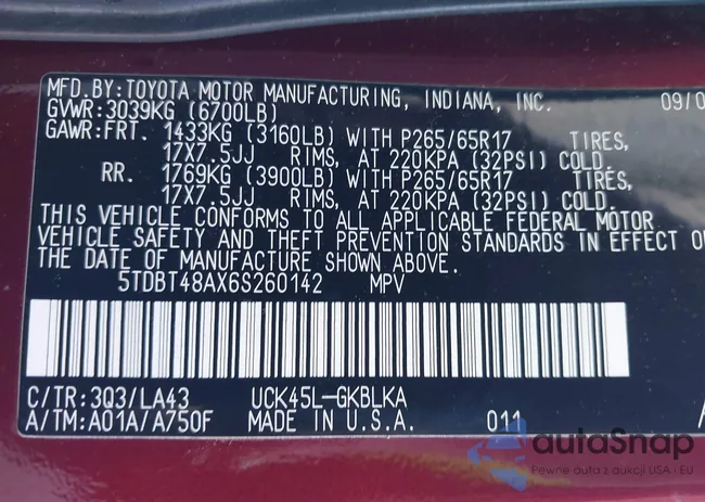 5TDBT48AX6S260142: 43409707