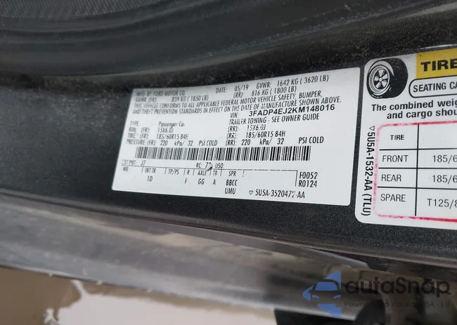 3FADP4EJ2KM148016: 43409711