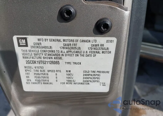 2GCEK19T621126065: 43409765