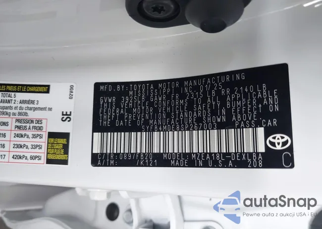 5YFB4MDE8SP267003: 43409773