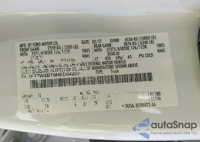 1FT7W2BT9HED04202: 43409991