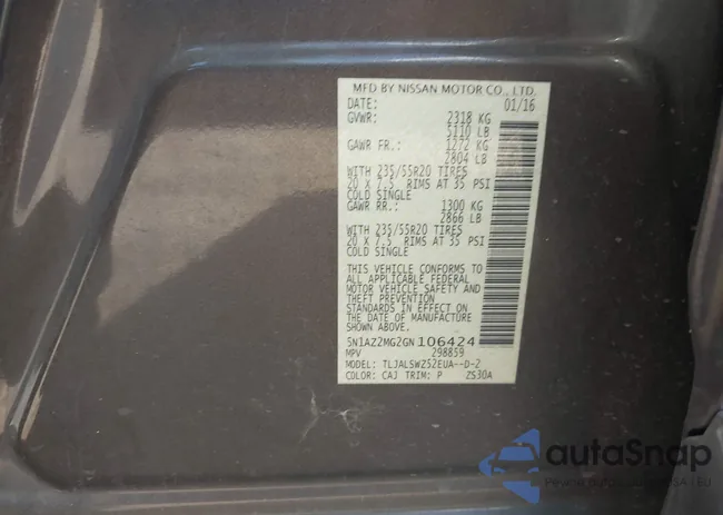 5N1AZ2MG2GN106424: 43410085