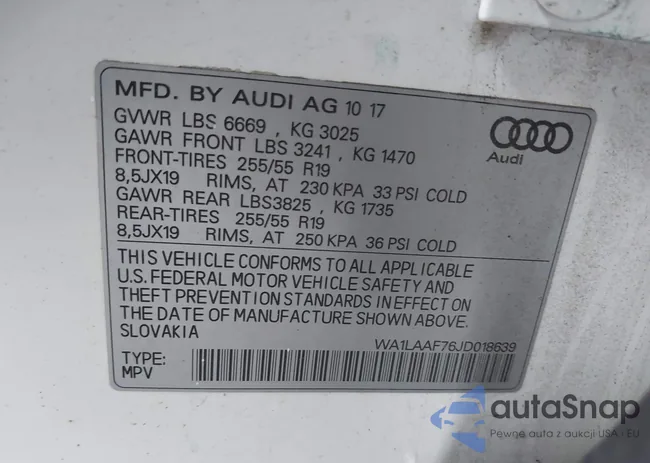 WA1LAAF76JD018639: 43409230