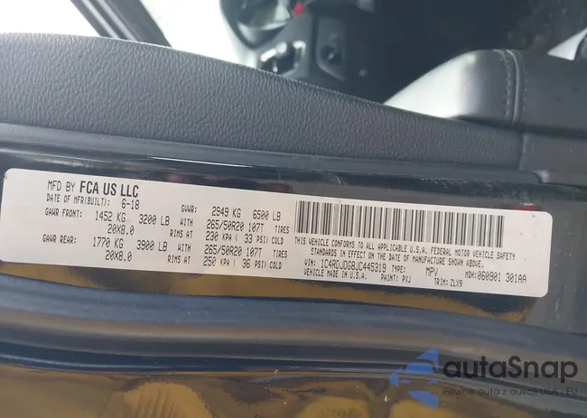 1C4RDJDG8JC445319: 43409279