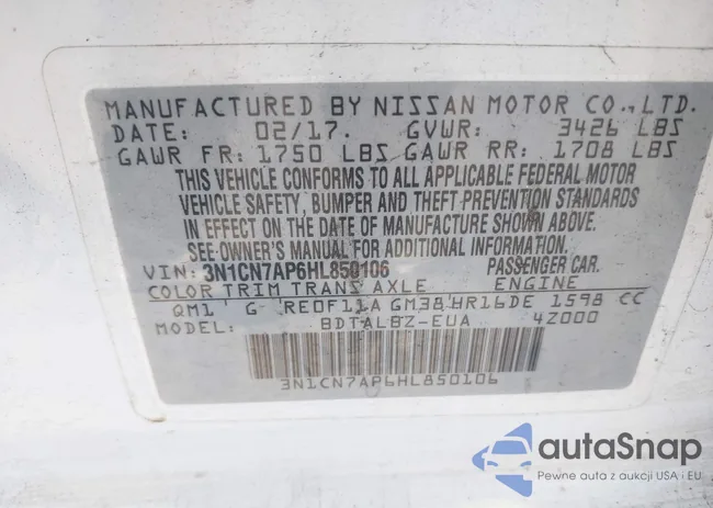 3N1CN7AP6HL850106: 43409332