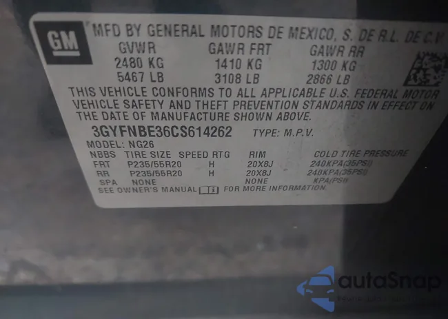 3GYFNBE36CS614262: 43409366