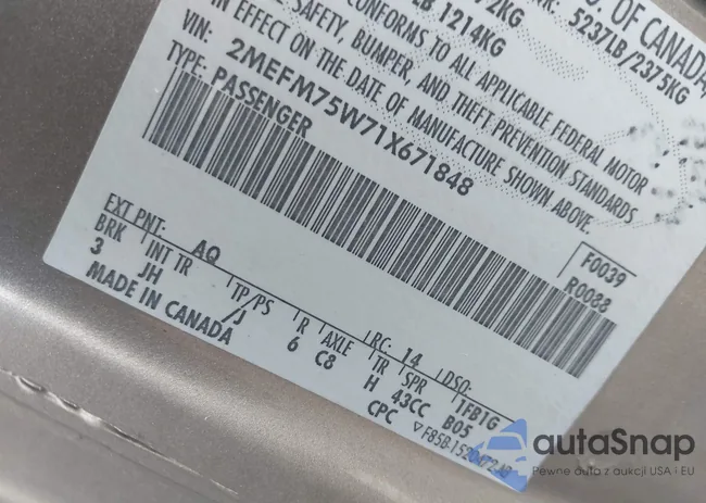 2MEFM75W71X671848: 43409462