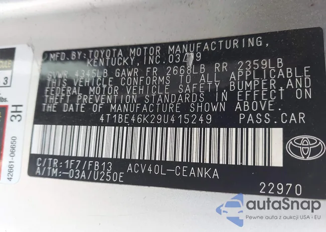 4T1BE46K29U415249: 43409484