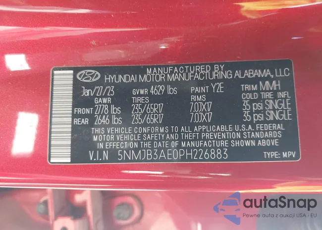 5NMJB3AE0PH226883: 43409505