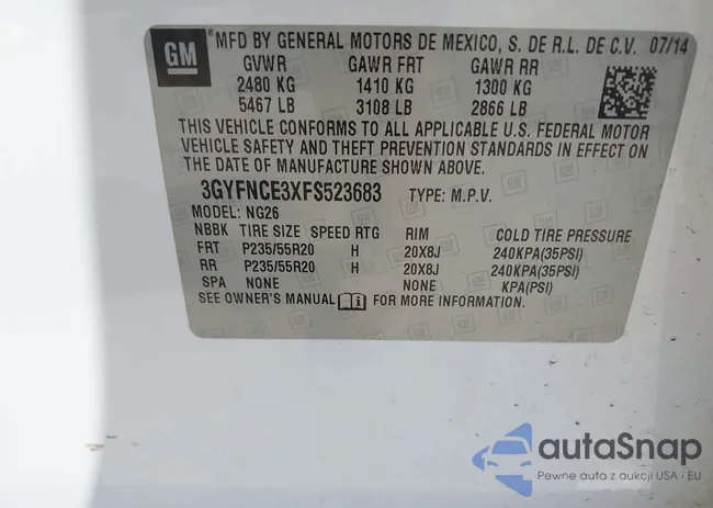 3GYFNCE3XFS523683: 43410714