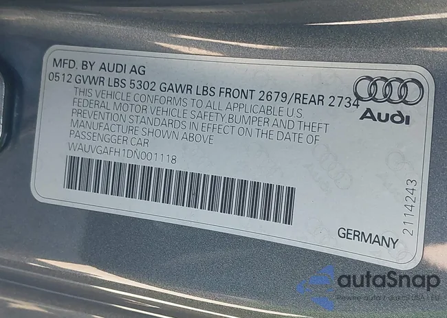 WAUVGAFH1DN001118: 43410766