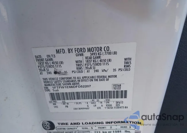 1FTFW1E66DFD52207: 43410803