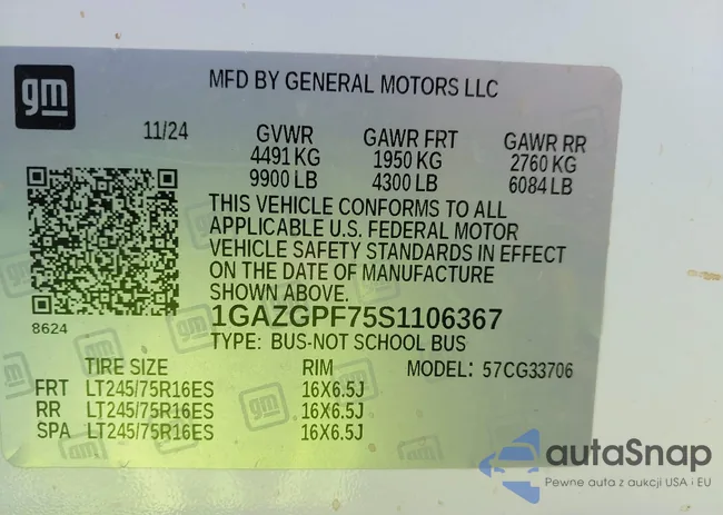 1GAZGPF75S1106367: 43410805