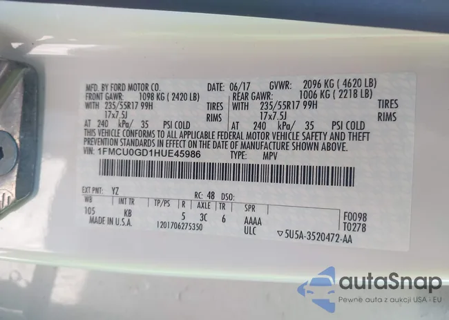 1FMCU0GD1HUE45986: 43410889