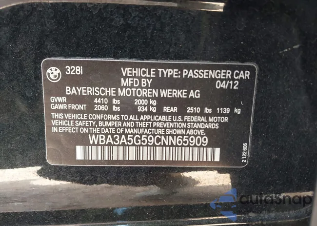 WBA3A5G59CNN65909: 43410972