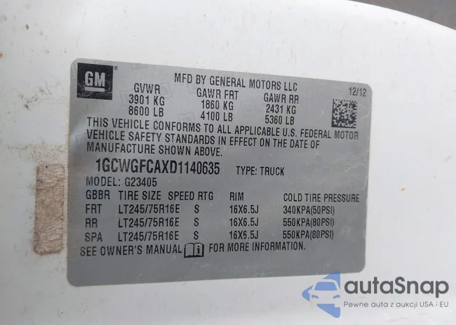 1GCWGFCAXD1140635: 43410975