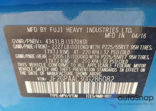 JF2GPAAC3GG286082: 43411053