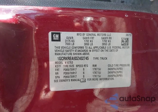 1GCRKREA8DZ402745: 43411077