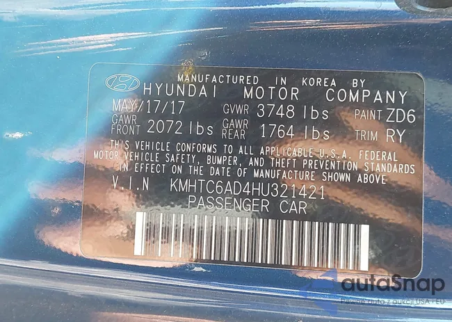 KMHTC6AD4HU321421: 43411097